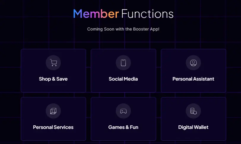 Discover upcoming member functions in the Booster App, including social media, digital wallet, and more.