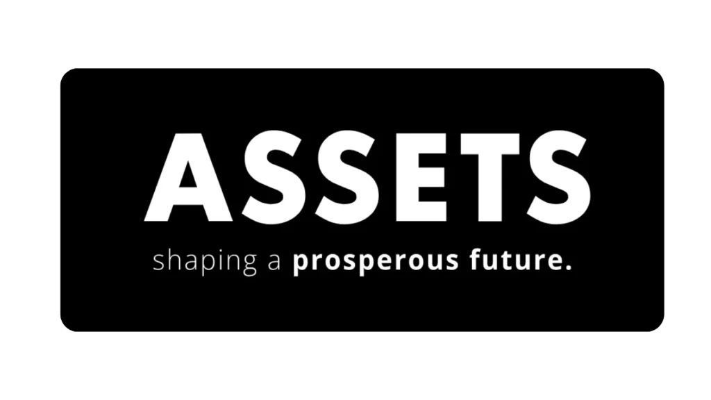 C Assets branding logo with slogan 'shaping a prosperous future' in bold white text on black background"