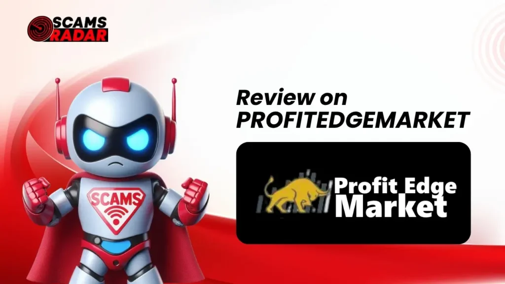 Scams Radar robot reviewing Asset Profit Edge Market, highlighting potential scam risks.