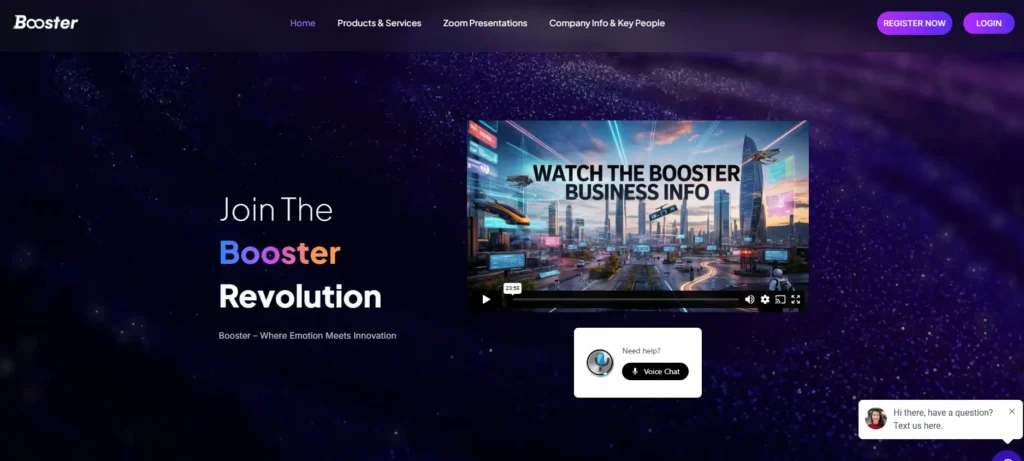 Booster Website Homepage for Booster Review