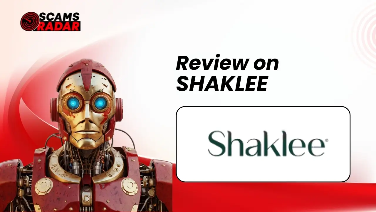 Shaklee Review by Scams Radar featuring a robot analyzing Shaklee products