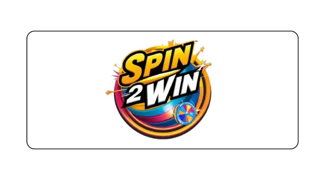 Spin 2 Win game logo with colorful wheel and bold text