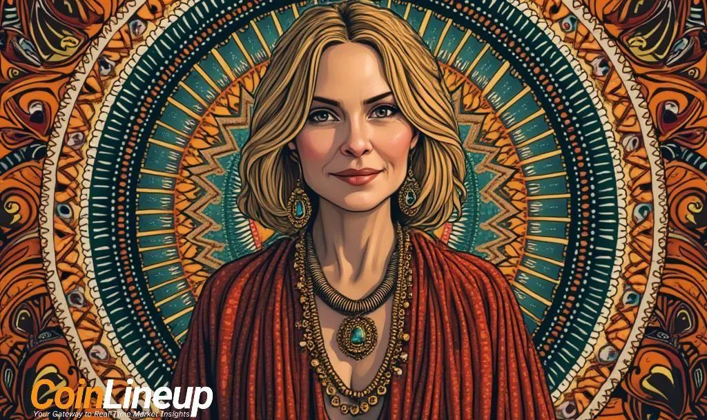 Artistic portrait of a woman symbolizing influence in Web3 and crypto opinion pieces with a vibrant, detailed background