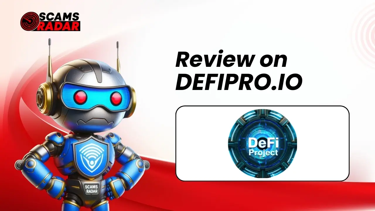 DefiPro Review by Scams Radar – Scam investigation thumbnail with robot mascot
