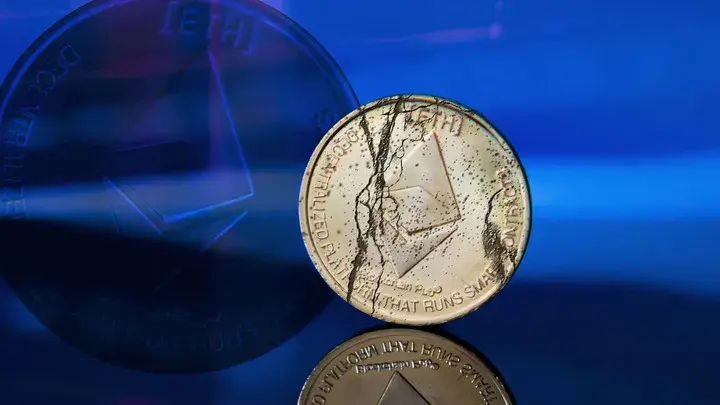 Ethereum Market Crash Concept - Broken ETH Coin