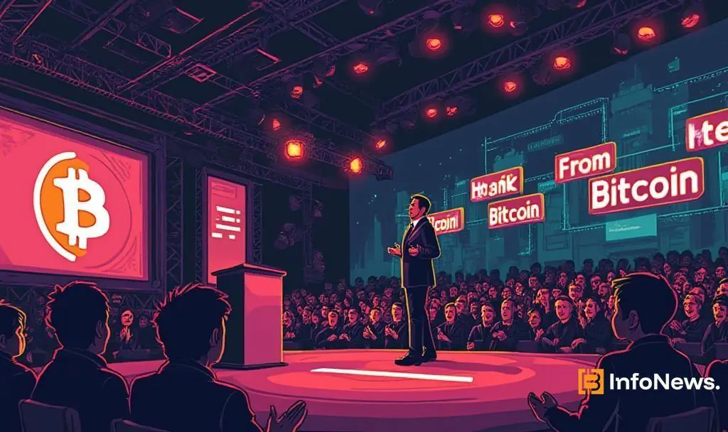 Ross Ulbricht speaking at Bitcoin Conference 2025 on blockchain and crypto freedom