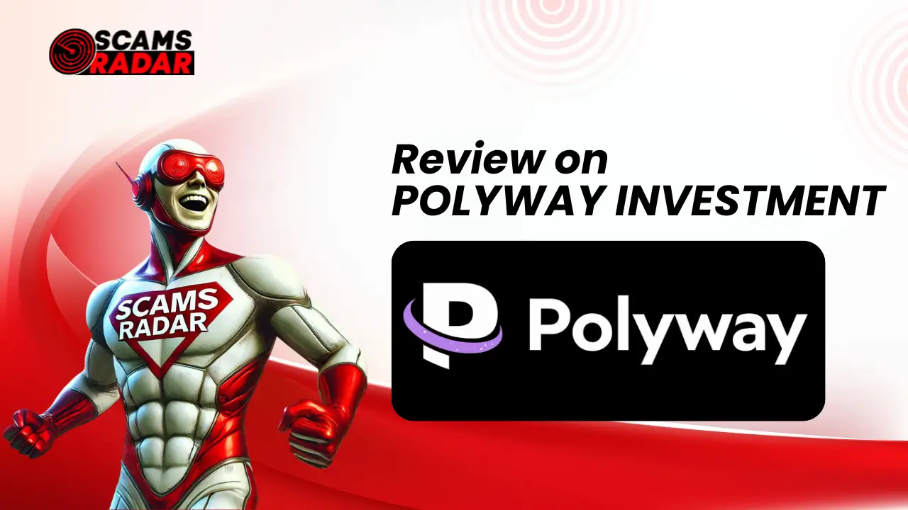 Polyway Review - Scams Radar superhero analyzing Polyway Investment for scam detection.