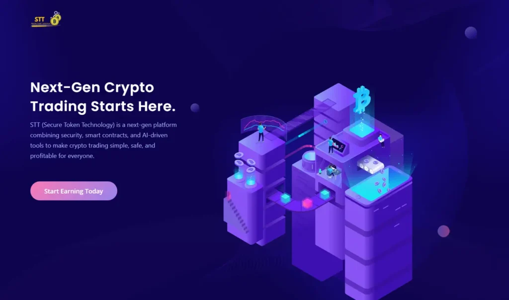 STT Token Next-Gen Crypto Trading Platform - Secure Token Technology with AI tools and Bitcoin integration.