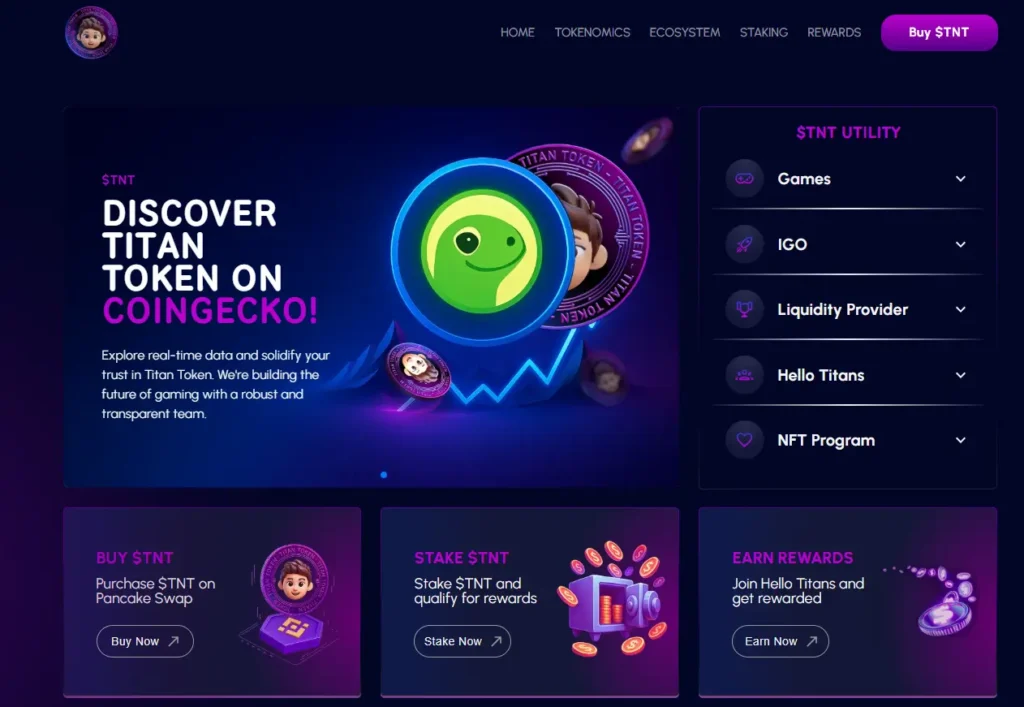 Discover Titan Token on CoinGecko with real-time data, featuring buy, stake, and earn options.
