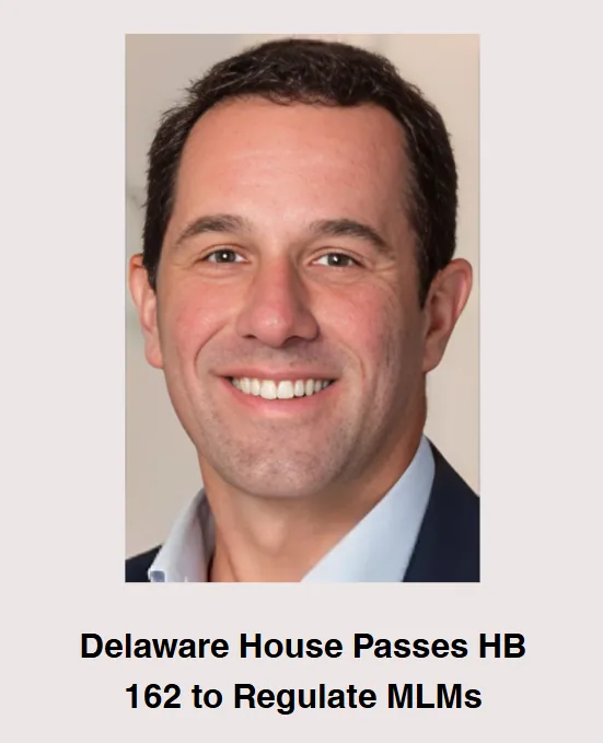 Smiling man in suit representing Delaware legislation passing HB 162 to regulate multi-level marketing practices