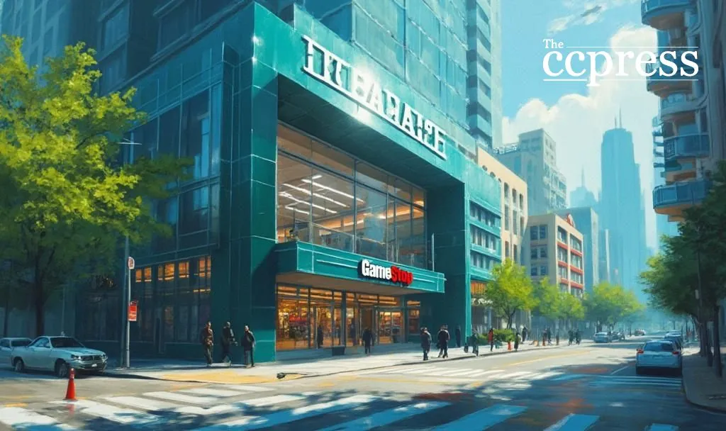 GameStop storefront in urban setting reflecting $1.75B convertible notes offering for corporate growth