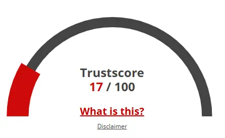 Trust score of Haberler.com shows only 17 out of 100, indicating high risk