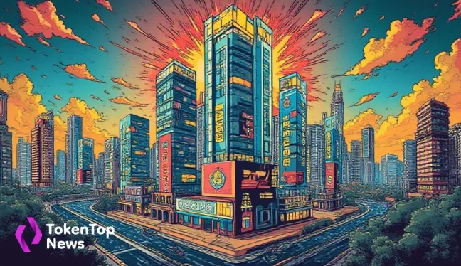 Futuristic cityscape representing Moca Chain launch by Animoca for blockchain digital identity solutions