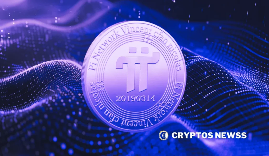 Pi Network coin image hinting at a mainnet launch before Pi2Day with digital background