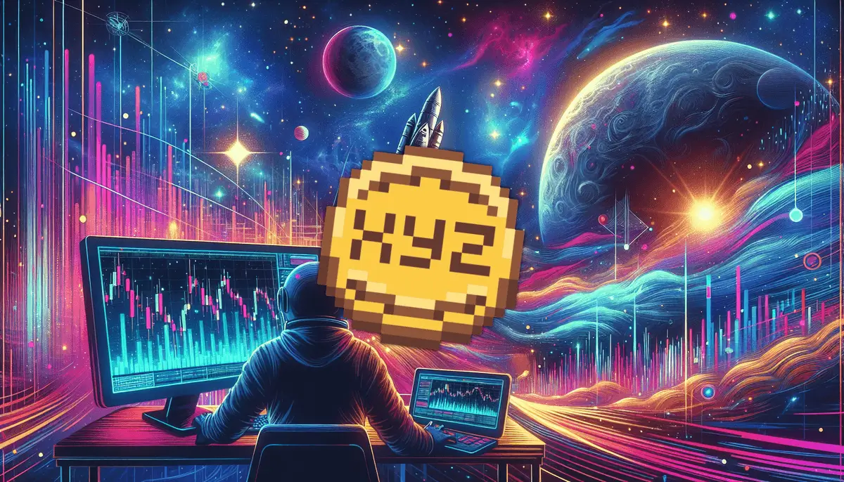 Best Cryptos to Buy: Trader analyzing NYZ coin in futuristic space setting.