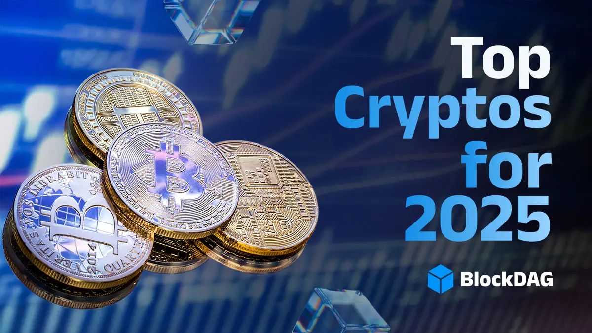 Crypto Picks: Top Cryptos for 2025 by BlockDAG, featuring Bitcoin coins.