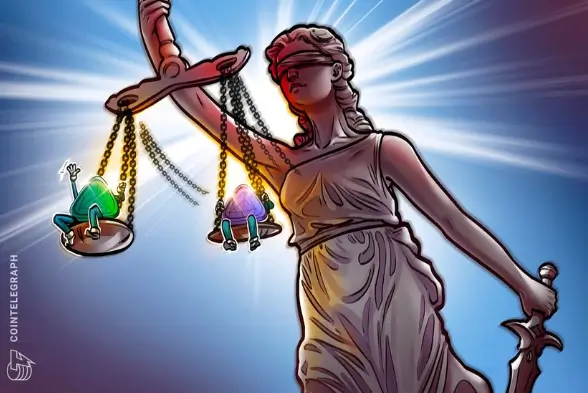 Dolce & Gabbana NFT justice scale with colorful digital tokens.