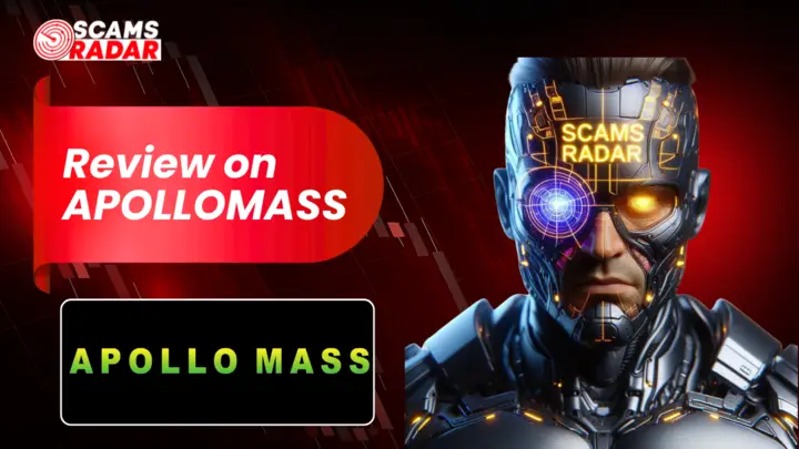 ApolloMass review thumbnail showing futuristic AI face and logo with Scams Radar investigation branding