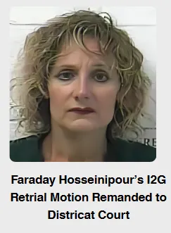 Mugshot of Faraday Hosseinipour related to I2G retrial motion remanded to district court