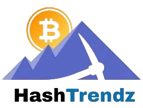HashTrendz Logo - Mining Platform with Bitcoin and Mountain Icon
