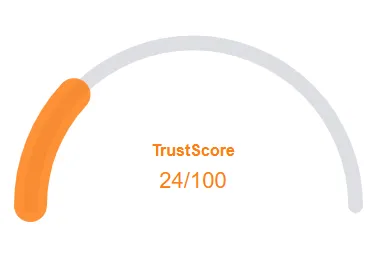 Micro Trade trust score displayed as 24 out of 100 on an orange gauge, indicating high risk
