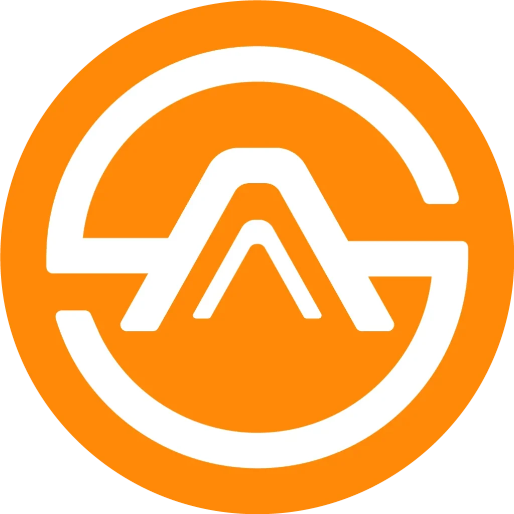 Optimized image of a logo with a white and orange design, representing a modern brand."