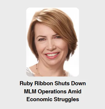 Portrait of a woman with short hair smiling, representing Ruby Ribbon’s closure of MLM operations due to economic challenges.