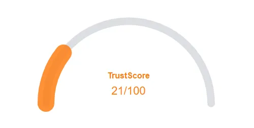 TrustScore of Trade Vision at 21/100, indicating a high risk and low reliability.