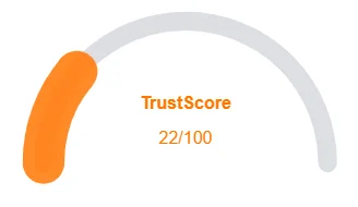 A visual representation of XRPAI Bot’s trust score, showing a dangerously low rating of 22/100.