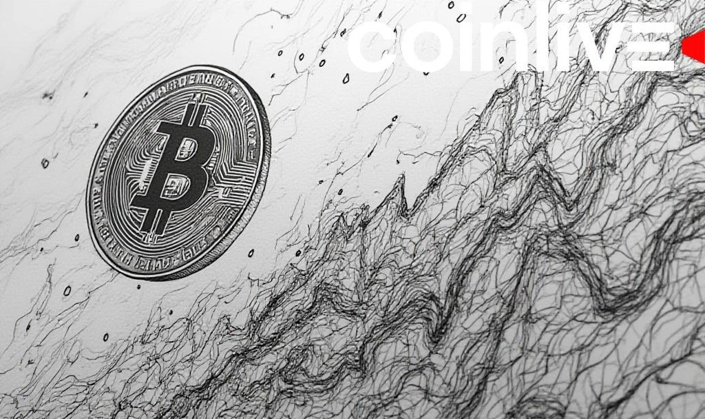 Artistic black-and-white Bitcoin coin and price chart lines showing market fluctuations