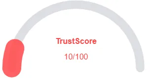 Broadscom trust score showing extremely low rating of 10 out of 100, indicating very high risk