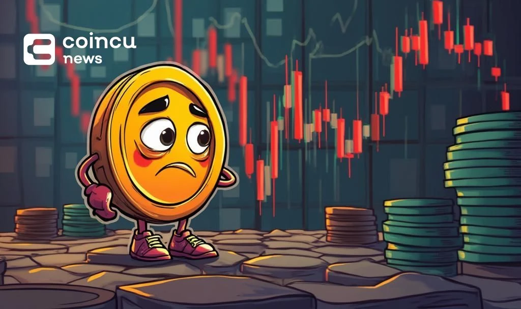Cartoon Coin Sad During Crypto Market Drop