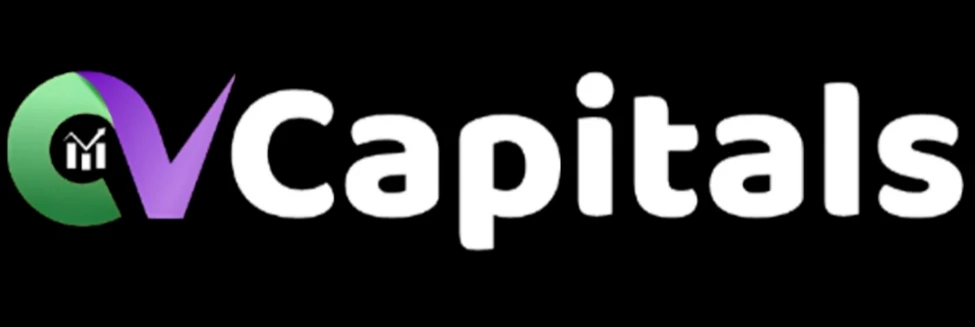 Official CVCapitals logo with green and purple checkmark design on black background