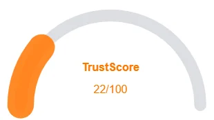 TrustScore showing a low score of 22/100 indicating poor reliability