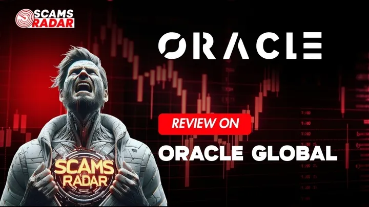 YouTube thumbnail showing Oracle Global review with a futuristic character and stock market background