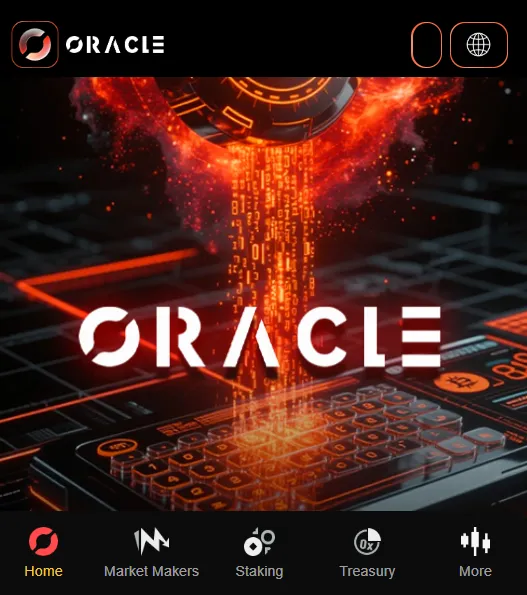 Oracle logo with futuristic digital background