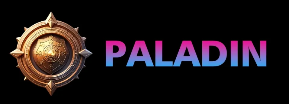 Official Paladin Mining logo with shield emblem and gradient text on black background