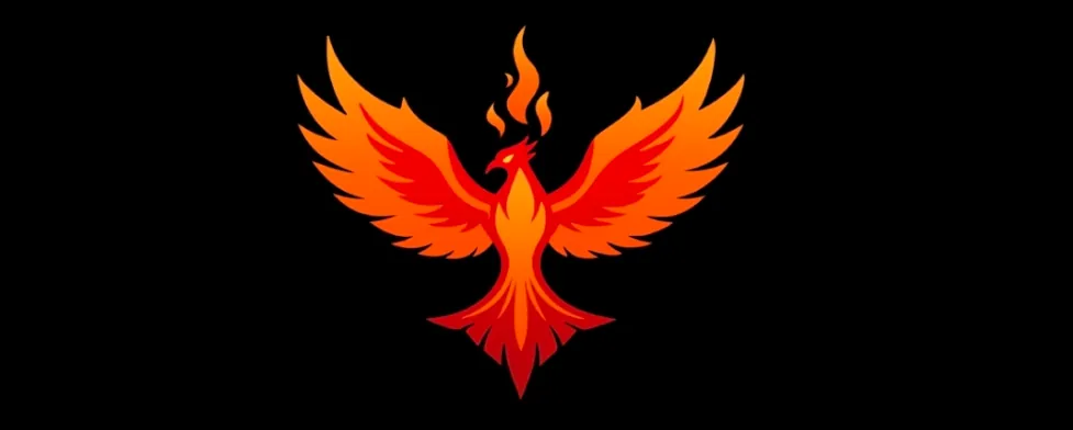 Logo of PhoenixFx AiWorld featuring a fiery orange phoenix with wings spread on a black background.