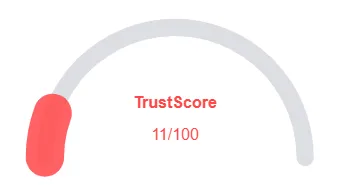 TrustScore rating 11 out of 100 in red