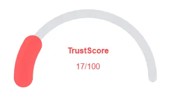 TrustScore rating 17 out of 100 in red gauge