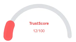 Image showing a TrustScore of 12 out of 100 in red, indicating low trust level