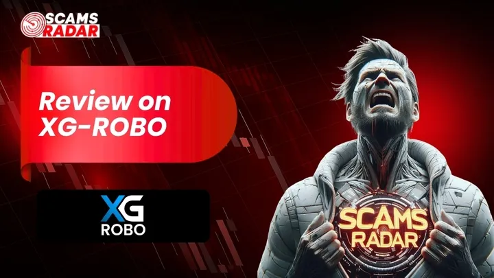Scams Radar review on XG Robo with futuristic figure and company logo