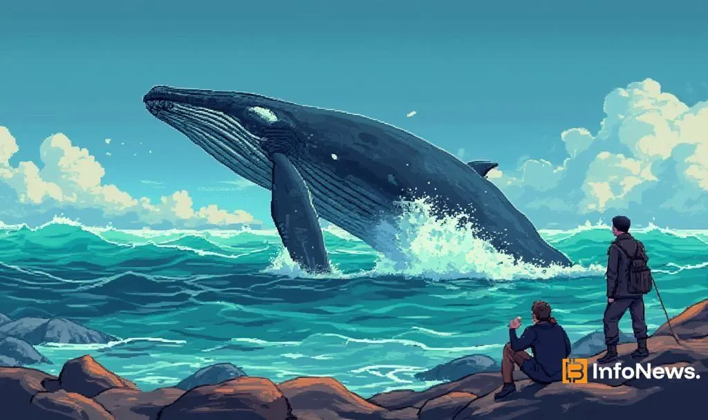 Whale leaping from the ocean symbolizing large investor resistance in the XRP market trend