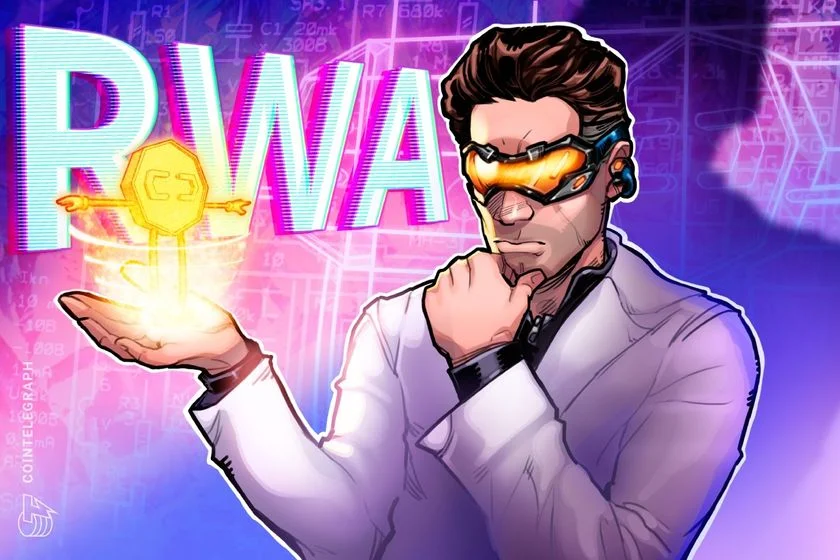RWA Tokens surge 11% weekly, reaching a record $29B onchain value with a futuristic representation of token growth.