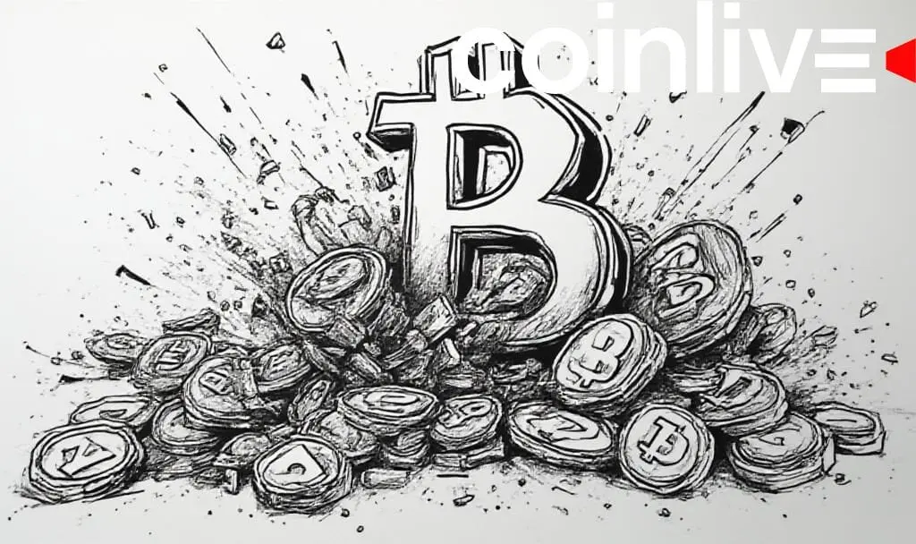 Illustration of Bitcoin Drop to $107K causing $196M liquidations and market jitters