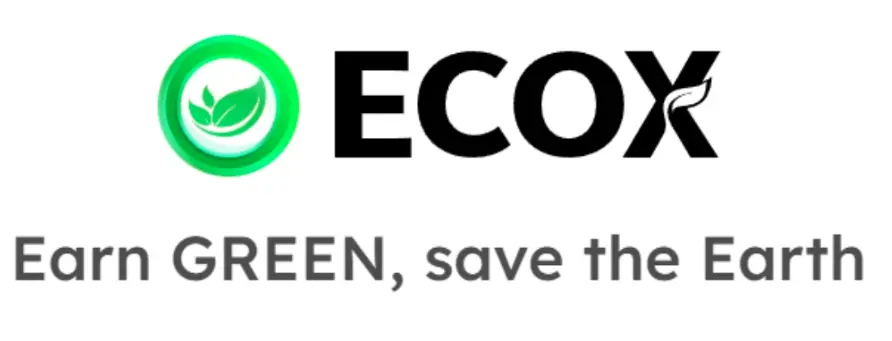 ECOX logo with slogan Earn Green save the Earth promoting eco-friendly crypto