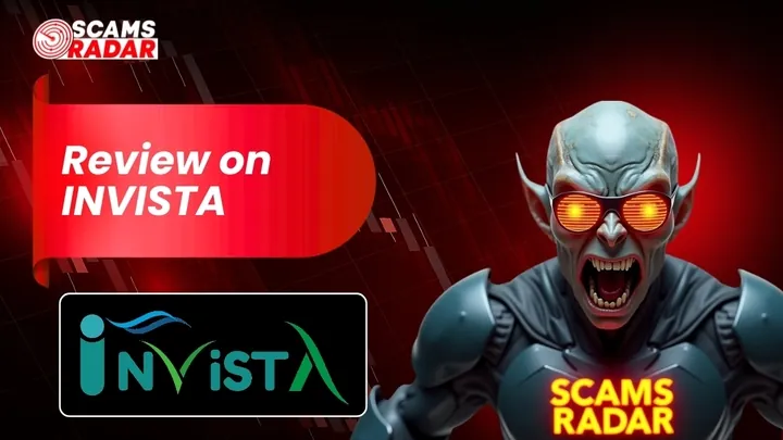 Scams Radar review on Invista platform with dark graphic theme