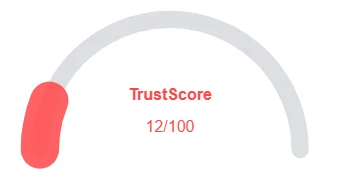 Maopay trust score showing 12/100, indicating high risk of scam.
