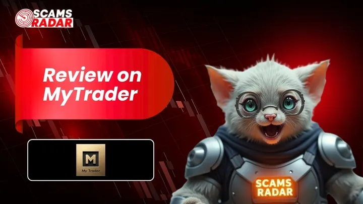 Scams Radar review banner on MyTrader platform highlighting risks