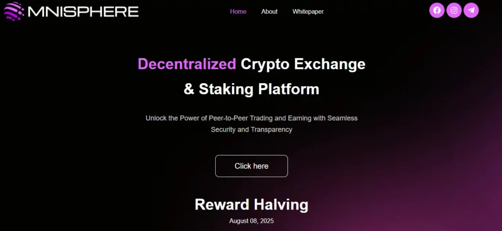 Omnisphere decentralized crypto exchange and staking platform with reward halving 2025